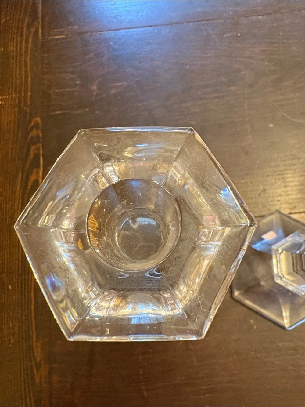 Crystal Clear Glass Candlestick Pair - Clear
